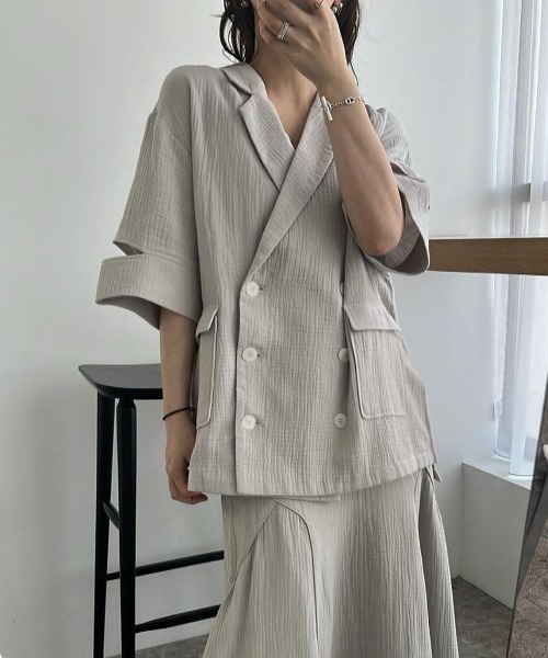 WILLFULLY | double gauze slit sleeve tailored JK - Buyee, an 