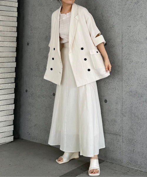 WILLFULLY | double gauze slit sleeve tailored JK - Buyee, an 