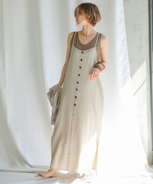 Select Moca フレンチリネンボタンデザインキャミワンピース 紐調節可能コットンリネン両サイドスリットロングワンピ Buyee Un Servicio De Compra De Proxy En Linea Compre En Zozotown