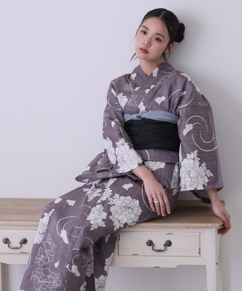 ラスト呉服屋高級綿絽南天 金魚帯 大人上品な夏着物 浴衣3点セット