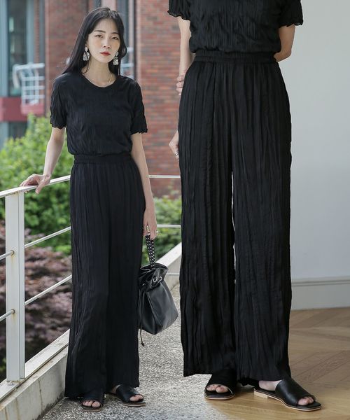 Une Mansion Original しわ加工ハイウエストサマーワイドリラックスパンツ Buyee An Online Proxy Shopping Service Shop At Zozotown Bot Online