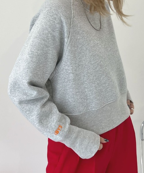 ABYS | 【6色展開】ロゴ刺繍裏起毛クロップド丈トレーナー - Buyee, an 