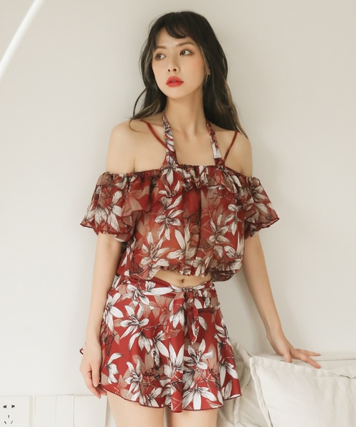 Teddyshop 水着 花柄オフショルビキニ 4way4点セット Buyee 通販購入サポートサービス Zozotownでお買い物