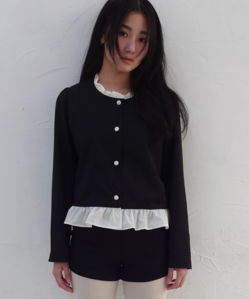 ジャケット・アウター FEKETE NO COLLAR FRILL JACKET FEKETE | NO COLLAR FRILL JACKET / ノーカラーフリルジャケット