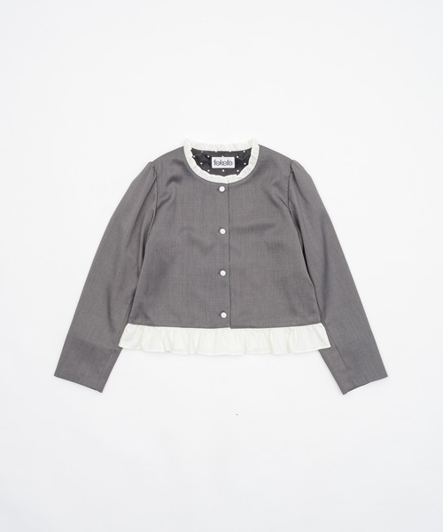 ジャケット・アウター FEKETE NO COLLAR FRILL JACKET FEKETE | NO COLLAR FRILL JACKET / ノーカラーフリルジャケット