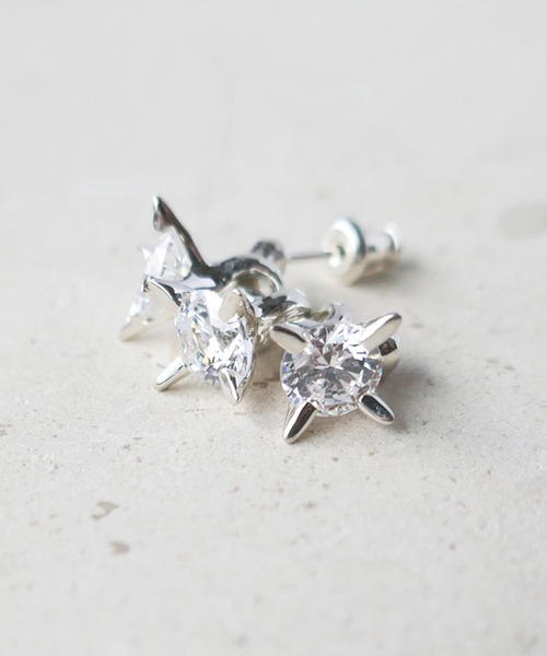 E.M. | SILVER925ジルコニア3粒フープピアス/レディース/メンズ/ギフト