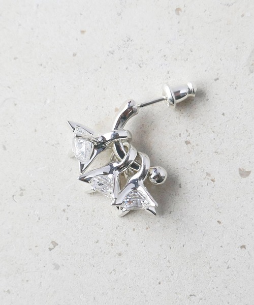 E.M. | SILVER925ジルコニア3粒フープピアス/レディース/メンズ/ギフト