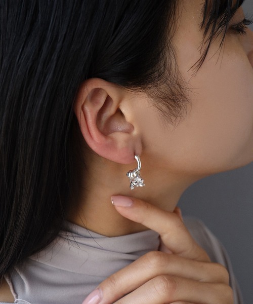 E.M. | SILVER925ジルコニア3粒フープピアス/レディース/メンズ/ギフト