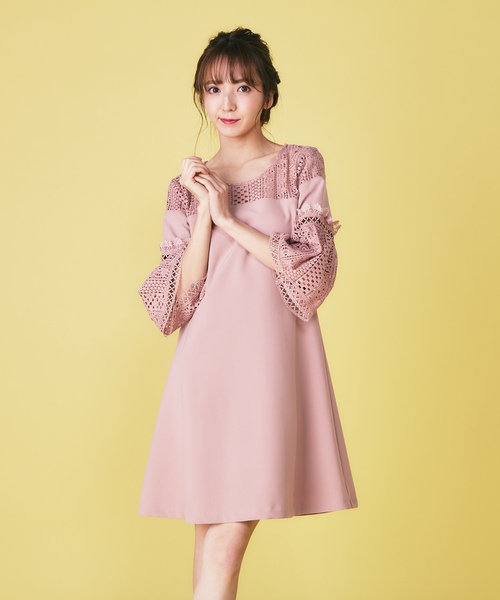 Miia 幾何レース切替ａラインワンピース Buyee ต วกลางช อปป งจากร านค าญ ป น ซ อจากzozotown