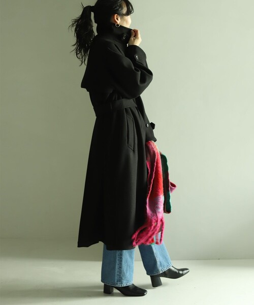 フリークスストア メルトンライクウーリーショートフレアダブルコート