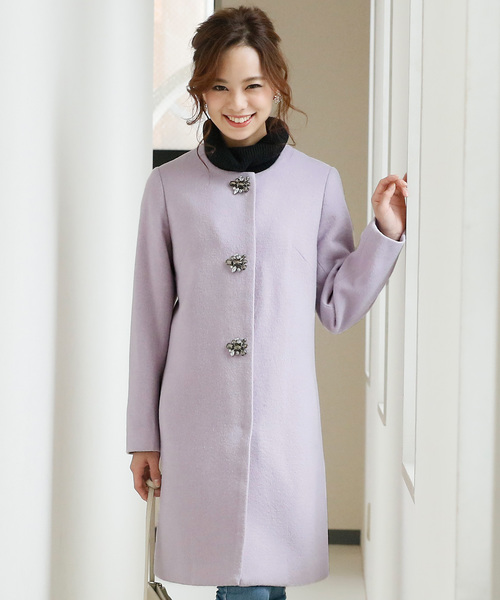 Pourvous ビジューボタンノーカラーコート 秋冬 結婚式対応 冬 ロングコート Buyee日本代購服務 於zozotown購物 Bot Online