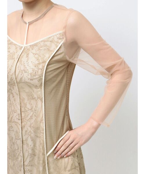 LAGUNAMOON LADYブロッキングレースワンピース　S LAGUNAMOON ラグナムーン LADYブロッキングレースドレス イエロー