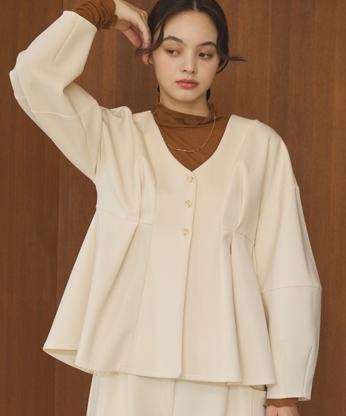 OLUN | Cocoon peplum cardigan/コクーンペプラムカーディガン - Buyee
