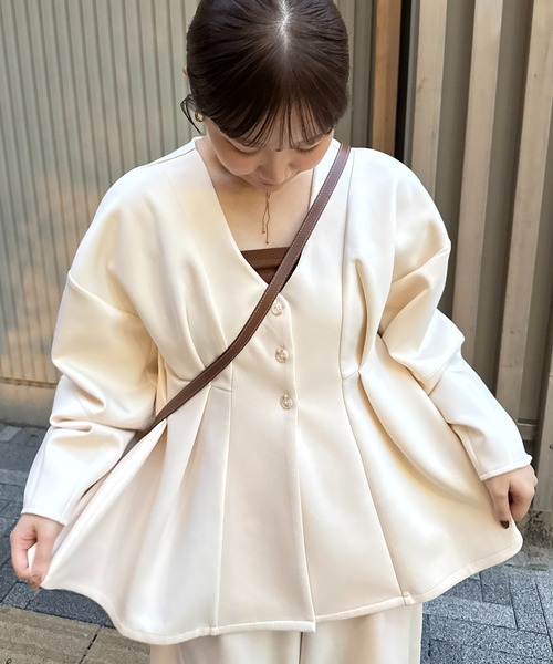 OLUN | Cocoon peplum cardigan/コクーンペプラムカーディガン - Buyee