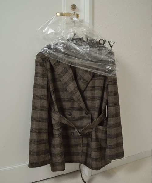 LAWGY | belted check jacket / ベルテッドチェックジャケット - Buyee 