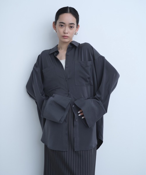 AIC. | ビッグカフスサテンオーバーシャツ - Buyee, an Online