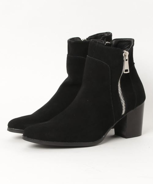 ENDEVICE | ダブルジップ レザー ヒールブーツ - Buyee, an