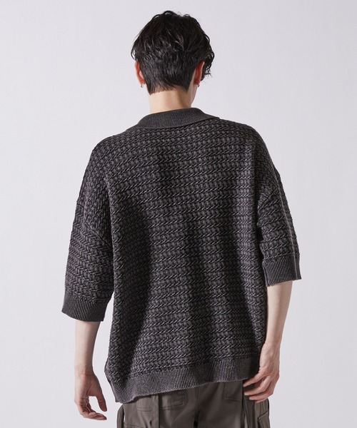 CLEL | 【CLEL】Vintage Design 3D Jacquard Short Sleeve Knit