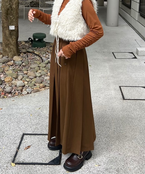 OLUN | Short ribbon fur vest/ショートリボンファーベスト - Buyee