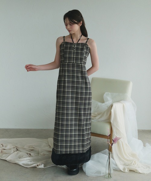 FUPEL | Multi-way check fur cami one piece / マルチウェイチェック
