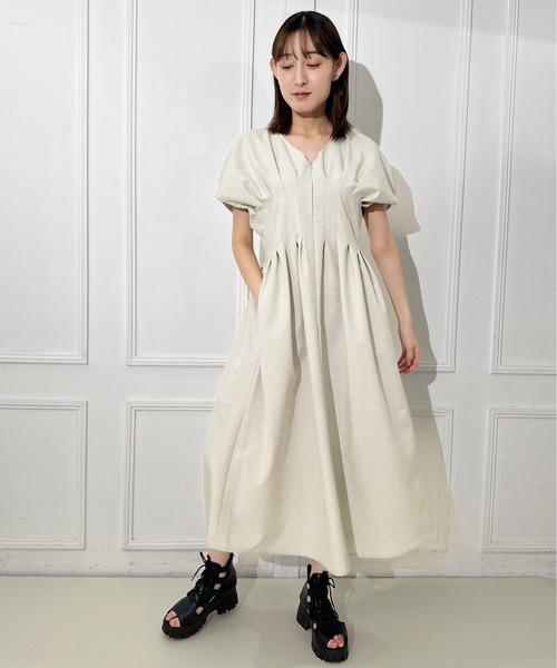 AVIE | リネンライクタックロングワンピース - Buyee, an Online