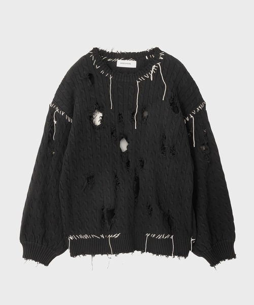 トップス DISCOVERED LOOPING CABLE DAMAGE KNIT 24 DISCOVERED LOOPING CABLE DAMAGE KNIT 24
