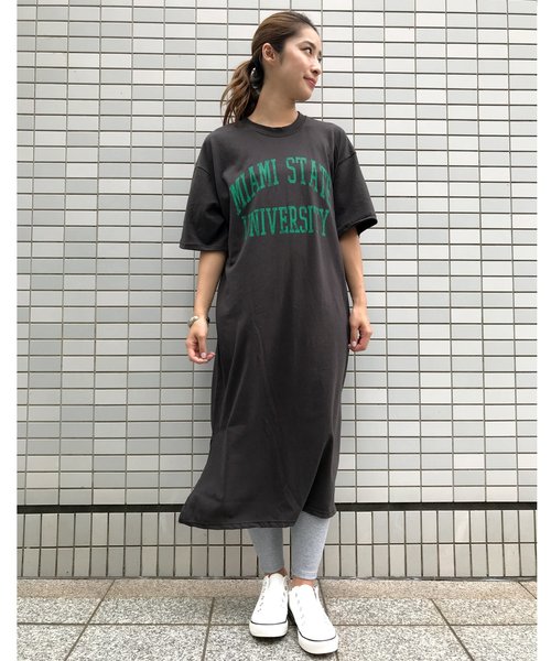 Kobe Lettuce Miamiロゴプリントロング丈tシャツワンピース レディース 半袖 R090 神戸レタス Buyee An Online Proxy Shopping Service Shop At Zozotown Bot Online
