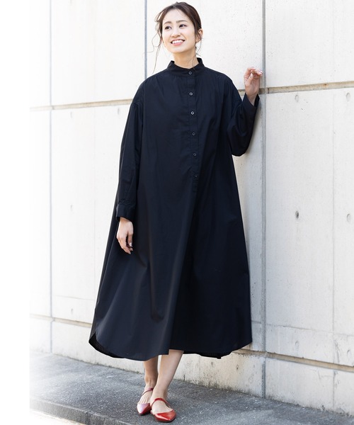 MILI AN DENI | スタンドカラーフレアシャツワンピース - Buyee, an  