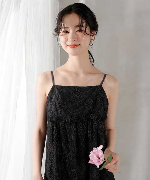 KANA | チュールバックデザインリボンワンピ ラメレースキャミワンピ 2