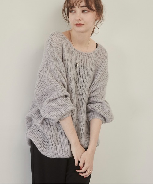 ANGIE | オーバーサイズ メッシュ ローゲージ ニット - Buyee