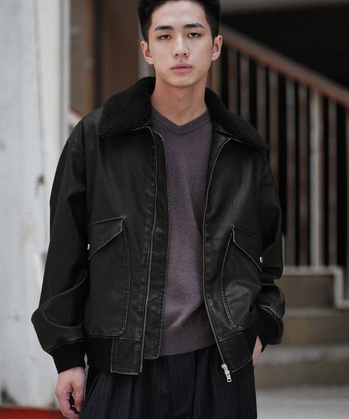 GRANCY ナポレオン レザー ブルゾン 牛革　S GRANCY】Napoleon Leather Blouson / ナポレオンレザーブルゾン