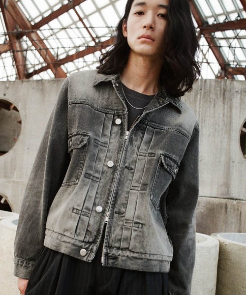 WYM LIDNM | DENIM CROPPED ZIP TRUCKER JK - Buyee, an Online Proxy 