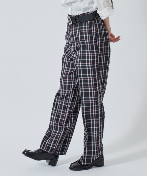 チェック スリム スラックス パンツ Plaid Slacks Pants# チェック スリム スラックス パンツ Plaid Slacks Pants#