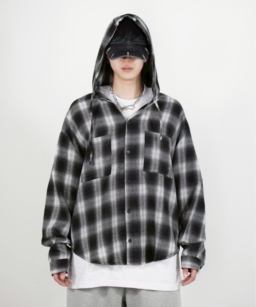 【Chikashitsu +】tartan check hooded shirt 92944338b_81_d_500.jpg