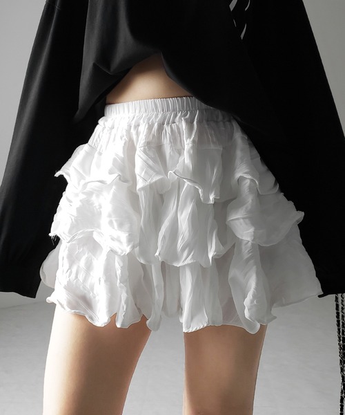 ME+EM SELECT | ※【 インパン裏地付 】3段クリンクルシアーフリル