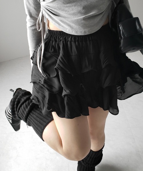 ME+EM SELECT | ※【 インパン裏地付 】3段クリンクルシアーフリル