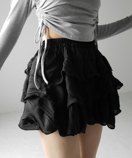 ME+EM SELECT | ※【 インパン裏地付 】3段クリンクルシアーフリル