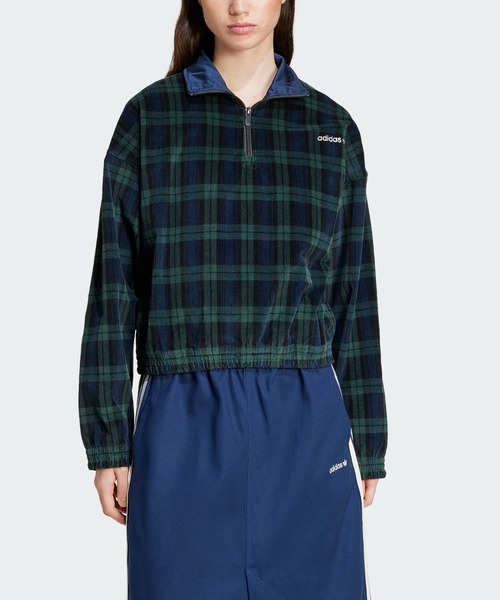 adidas コーデュロイ タータン ハーフジップトップ adidas コーデュロイ タータンチェック ハーフジップトップ 3XL
