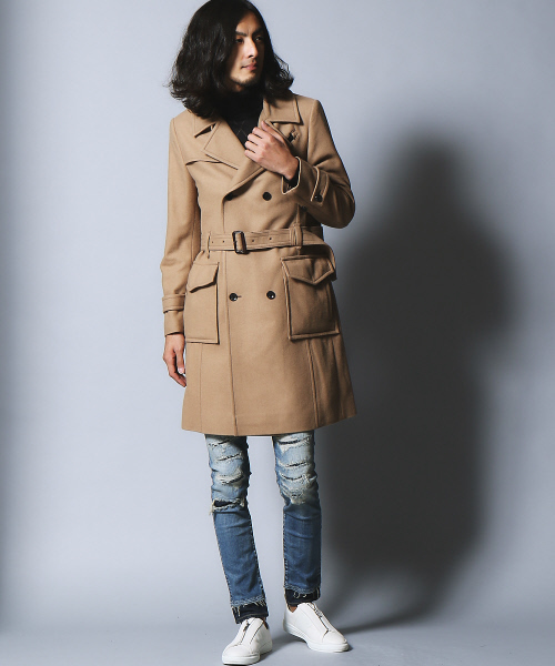 5351 POUR LES HOMMES | トップメルトントレンチコート - Buyee, an