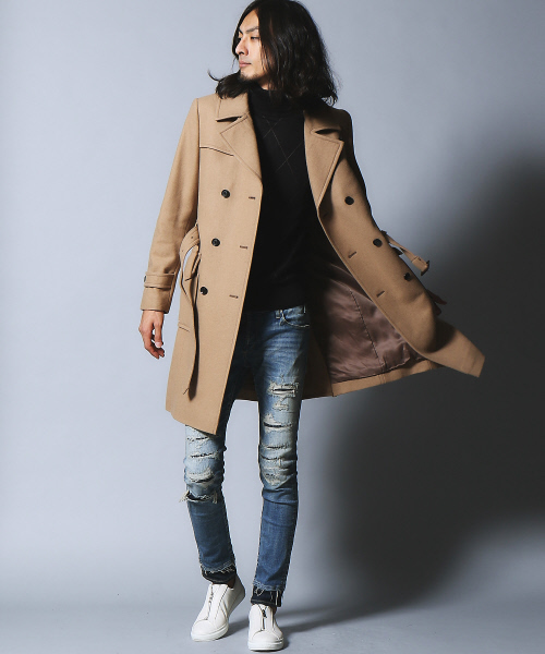 5351 POUR LES HOMMES | トップメルトントレンチコート - Buyee, an