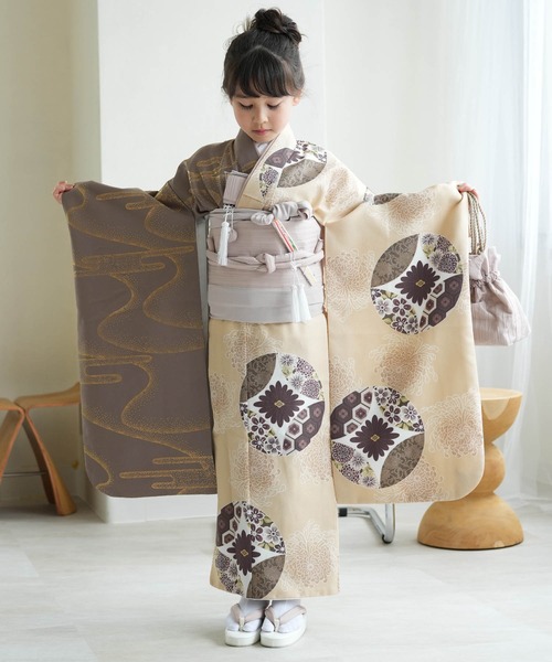 UTATANE | 七五三7歳用着物はこせこセット ひよこ商店 半身 ブラウン 