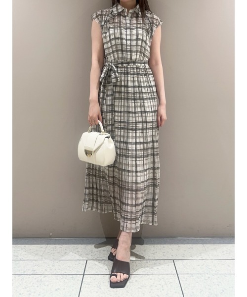 FRAY I.D | 【00サイズ】ステンカラープリーツプリントワンピース