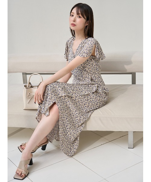 フレイアイディー カシュクールロングワンピース プリント フレイアイディー カシュクールロングワンピース プリント