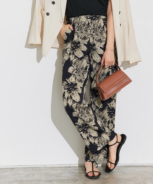 PIERROT | ボタニカル柄ラフストレートパンツ - Buyee, an