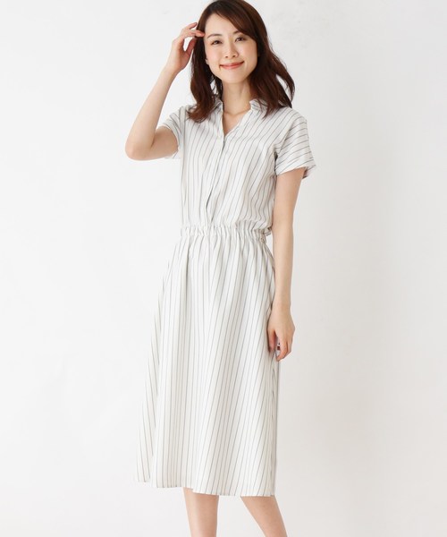 Index Web限定 洗濯機洗いok 防シワ ストライプシャツ ワンピース Buyee An Online Proxy Shopping Service Shop At Zozotown Bot Online