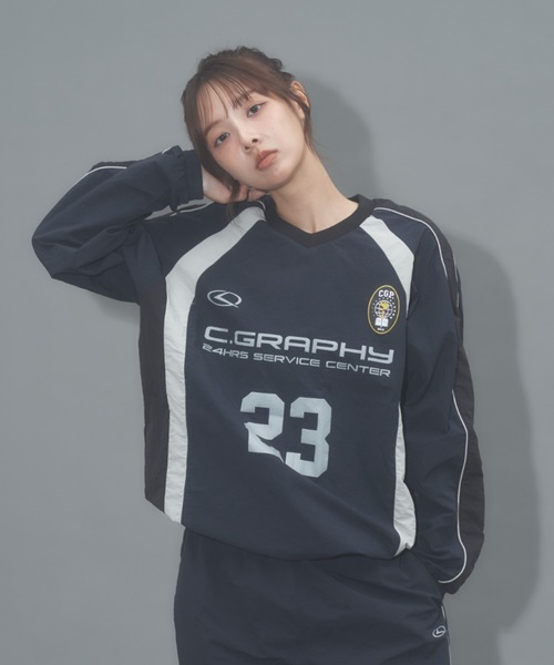 トップス codegraphy  SPORTS CREW NECK SET UP対応] SYNTHETIC FIBER CONTRAST SPORTS CREW NECK