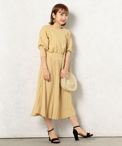 Cheek プリーツ編みフレアニットワンピース Buyee日本代購服務 於zozotown購物 Bot Online