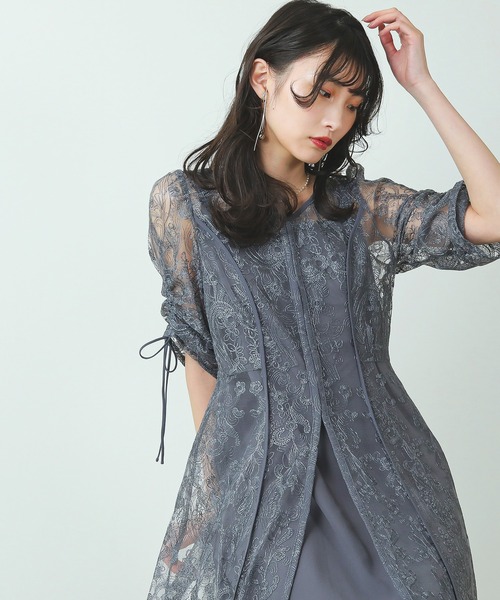 KANA | 刺繍 レース Aライン ワンピース レイヤードドレス