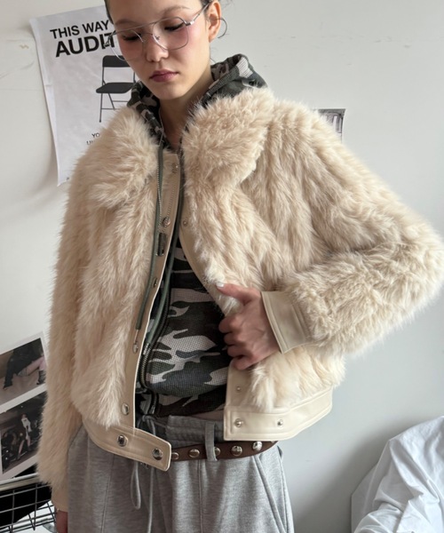 SHAGGIE 【ViVi掲載】ファーブルゾンジャケット/ファーコート SHAGGIE（シャギー） ブルゾン アウター 「ViVi掲載」ファーブルゾン