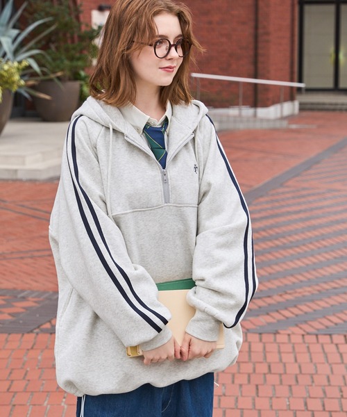 MONO-MART LADY'S | ワンポイント刺繍ハーフジップライン